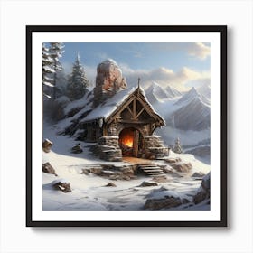 Winter Cabin Art Print