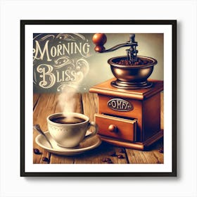 Morning Bliss Coffee Lover Wall Print Art A Nostalgic And Comforting Scene Celebrating The Joy Of Morning Coffee, Perfect For Adding A Cozy Touch To Any Space Art Print