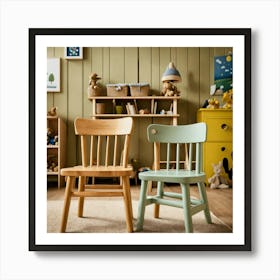 Kids Wood Store Style Wooden Windsor Kids Chairs (1) Art Print