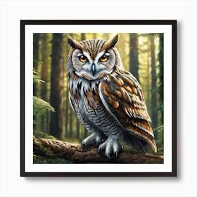 Owl In The Forest 199 Art Print