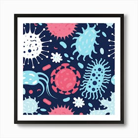 Bacteria And Viruses Seamless Pattern Art Print