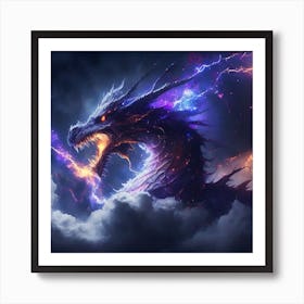 Dragon Lightning In The Sky Art Print