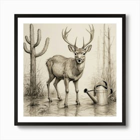 Deer In The Desert 1 Art Print