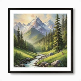 Mountain Stream Art Print Paintings 2 Art Print