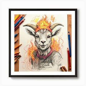 Goat On Fire 13 Art Print