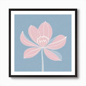 A White And Pink Flower In Minimalist Style Square Composition 96 Art Print