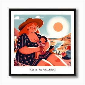 This Is My Valentine - Mother and baby and children in a picnic  Art Print