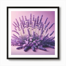 Lavender Bouquet On A Pink Background Art Print