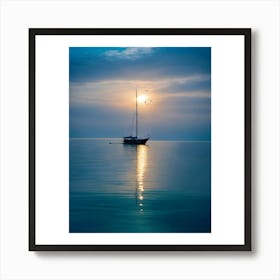 Sailboat At Sunset Art Print