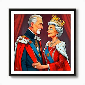 Portrait Of Queen and King Art Print