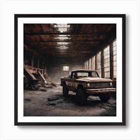 Old Truck In An Abandoned Building Art Print