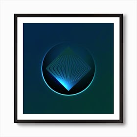Geometric Neon Glyph on Jewel Tone Triangle Pattern 147 Art Print