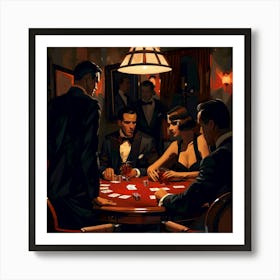 Elegance and Bluff: The Velvet Room Showdown Art Print