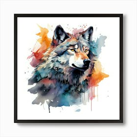 Watercolor Wolf 1 Art Print