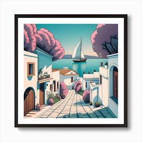 Seaside Village Art Print