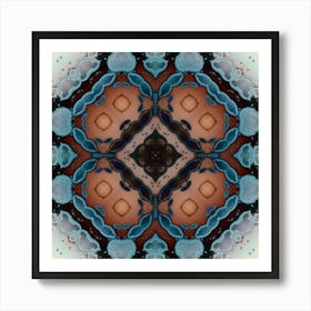 Abstract Fractal Blue Stained Glass 2 Art Print