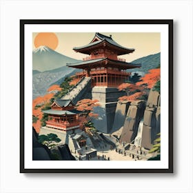 Kiyomizu Dera Temple Japan Vintage Travel Art Art Print 6 Art Print