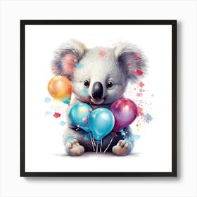 Koala With Balloons Art Print