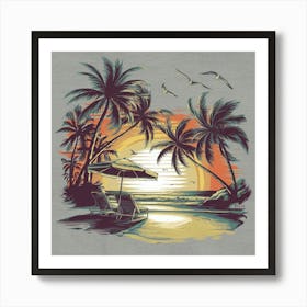 Sunset At The Beach Art Print