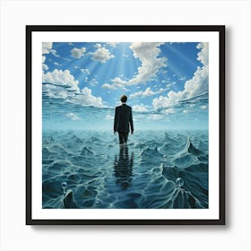 Man In The Ocean Art Print