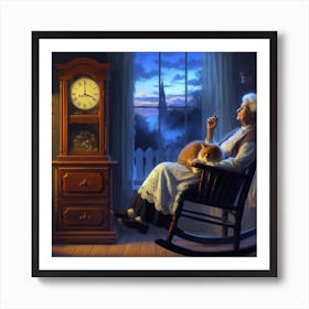 Old Woman In Rocking Chair Poster