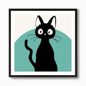 Black Cat Cute Anime Hand Drawing Illustration Art Print