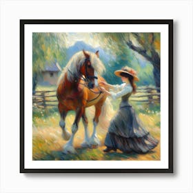 Girl And A Horse 2 Art Print