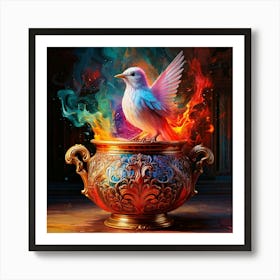 Firefly Baroque, Colorful, Paint, Pot, Infinite, Bright, Colors, Flow, Iridescent, Bird, Magic, Eyes (11) Art Print