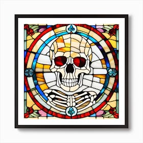 Stained Glass Skull Art Print