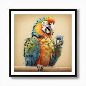 Colorful Parrots 3 Art Print