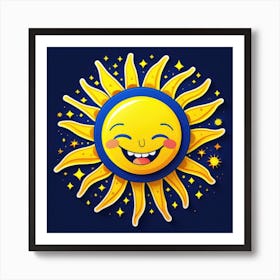 Lovely smiling sun on a blue gradient background 31 Art Print