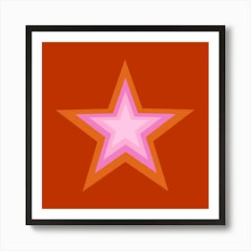 Pink and Orange Star 1 Art Print