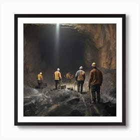 Mine Workers In A Mine Art Print