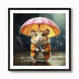 Hamster In The Rain 4 Art Print