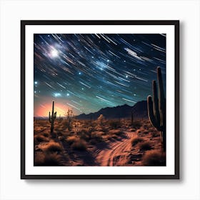 Star Trails In The Desert 1 Art Print