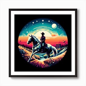 Cowboy On Horseback Art Print