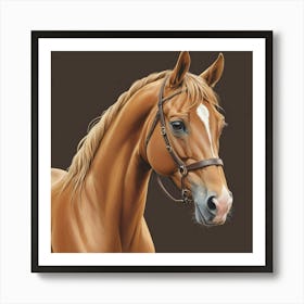 Illustration Of Light Brown Horse Art Print Art Print