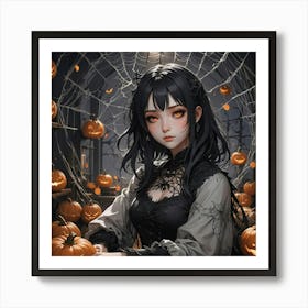 Halloween Goth Anime Girl 1 Art Print