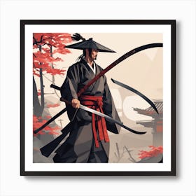 Low Poly Samurai Painting (1) Art Print