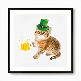 Irish Beer Cat St Patricks Day Drinking Shirts Gift Art Print