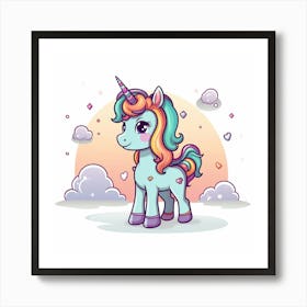 Unicorn With Rainbow Mane 22 Art Print