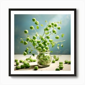 Green Peas In A Glass Vase Art Print