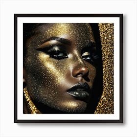 Gold Glitter Makeup Art Print