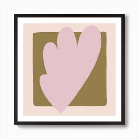 Pink Leaf Square Art Print