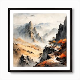 Chinese Mountains Landscape Painting (10) Art Print