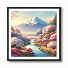 Cherry Blossoms In Fuji Art Print