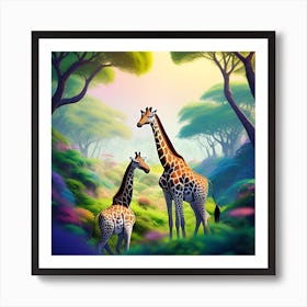 Giraffes In The Jungle Art Print