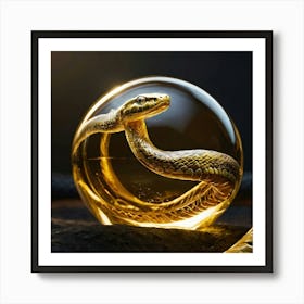 Snake In Glass Ball 1 Art Print
