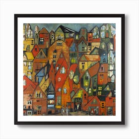 Red City Square Art Print