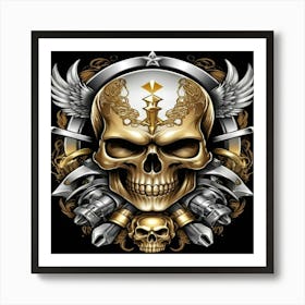 Skull With Wings Art Print